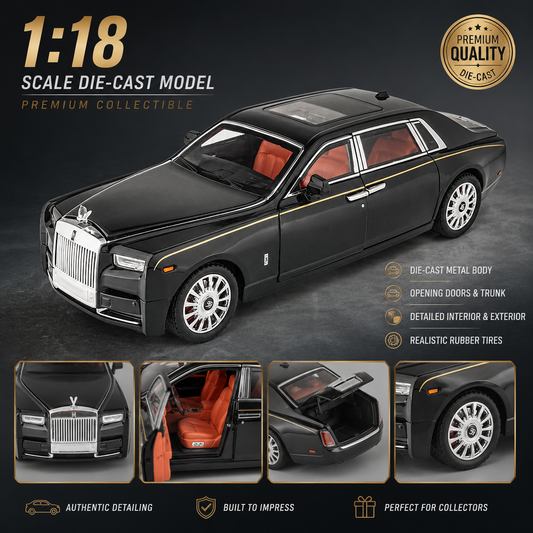 1:18 Scale Luxury Die-Cast Car Model with Opening Doors, Detailed Interior, Metal Body Collectible Toy Car for Kids & Collectors