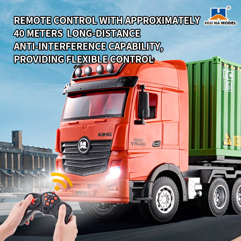 HUINA 1317 1:18 RC Container Truck – 9 Channel 2.4GHz Remote Control Container Truck with LED & Sound