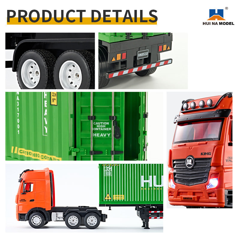 HUINA 1317 1:18 RC Container Truck – 9 Channel 2.4GHz Remote Control Container Truck with LED & Sound