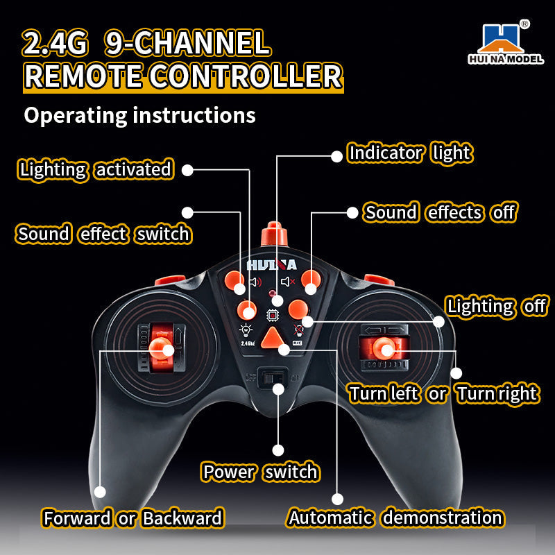 HUINA 1317 1:18 RC Container Truck – 9 Channel 2.4GHz Remote Control Container Truck with LED & Sound