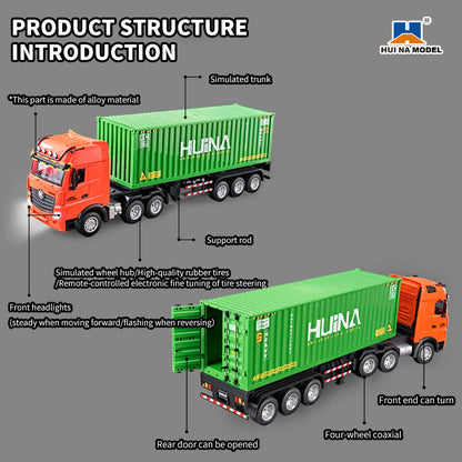 HUINA 1317 1:18 RC Container Truck – 9 Channel 2.4GHz Remote Control Container Truck with LED & Sound
