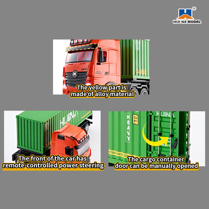 HUINA 1317 1:18 RC Container Truck – 9 Channel 2.4GHz Remote Control Container Truck with LED & Sound