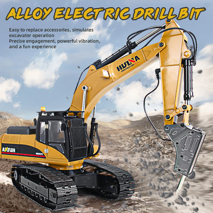 HUINA 1:14 Scale RC Excavator, 2.4G 32-Channel Wireless Remote Control Construction Toy with 680° Rotation & 5 Attachments