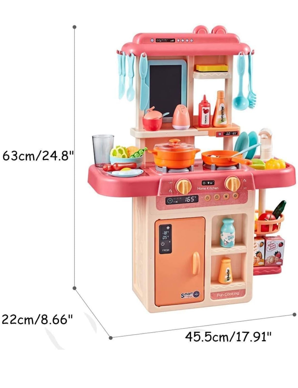 Little Chef's Smart Kitchen: 42-Piece Pretend Play Kitchen Set with Real Steam, Sound, and Water Functions