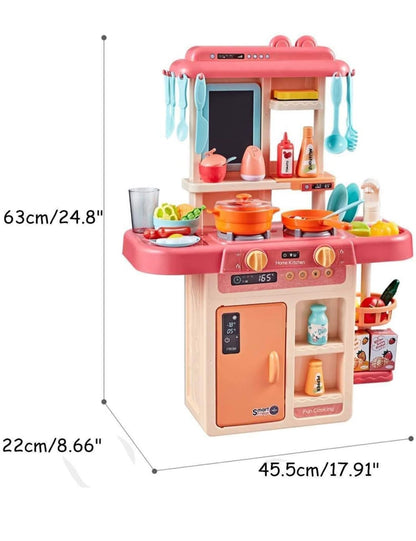 Little Chef's Smart Kitchen: 42-Piece Pretend Play Kitchen Set with Real Steam, Sound, and Water Functions