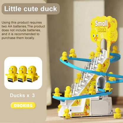 Little Cute Duck Track Park Automatic Climbing Duck Toy with Music & LED Lights | Battery Operated Duck Stair Climbing Track Toy for Kids