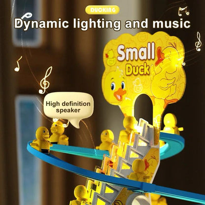 Little Cute Duck Track Park Automatic Climbing Duck Toy with Music & LED Lights | Battery Operated Duck Stair Climbing Track Toy for Kids