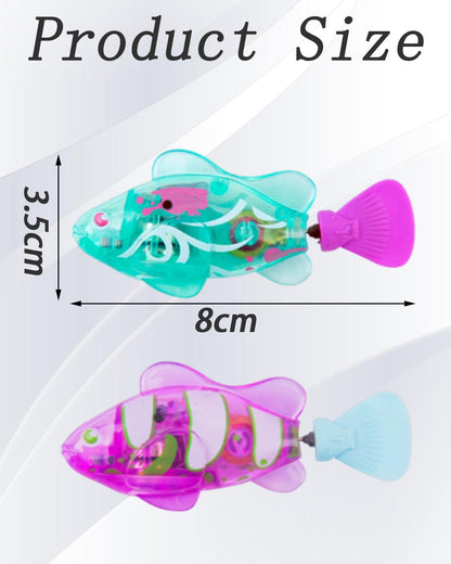 2PCS Interactive Swimming Fish Toy for Kids | Automatic Moving Fish with LED Lights, Motion Sensor & Swinging Tail | Battery Operated Electric Fish Toy 2pcs set( Random Colors)