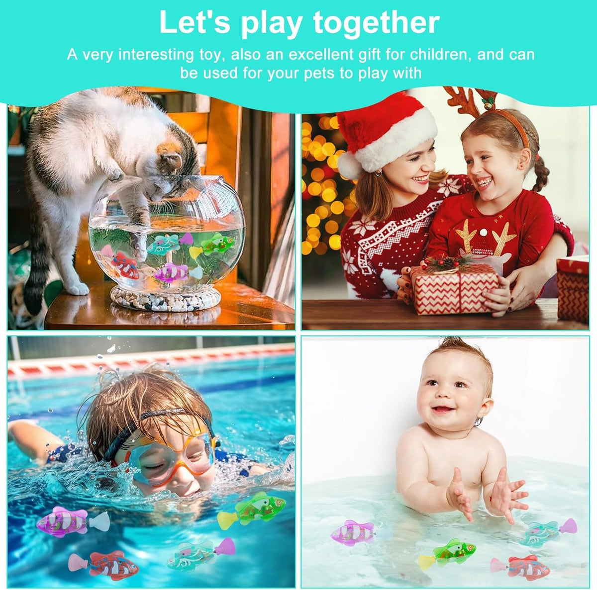 2PCS Interactive Swimming Fish Toy for Kids | Automatic Moving Fish with LED Lights, Motion Sensor & Swinging Tail | Battery Operated Electric Fish Toy 2pcs set( Random Colors)
