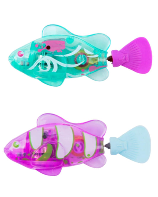 2PCS Interactive Swimming Fish Toy for Kids | Automatic Moving Fish with LED Lights, Motion Sensor & Swinging Tail | Battery Operated Electric Fish Toy 2pcs set( Random Colors)
