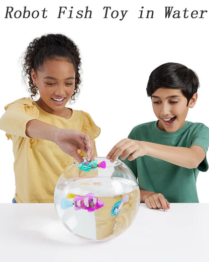 2PCS Interactive Swimming Fish Toy for Kids | Automatic Moving Fish with LED Lights, Motion Sensor & Swinging Tail | Battery Operated Electric Fish Toy 2pcs set( Random Colors)